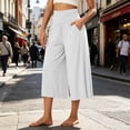 thumbnail image 2 of Ltctricy Wide Leg Palazzo Capri Pants for Women Yoga Lounge Cropped Pants with Pockets High Waist Casual Comfy Pants, 2 of 7