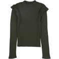 thumbnail image 1 of Aeropostale Womens Ruffle Basic T-Shirt, Green, Juniors, Small, 1 of 1