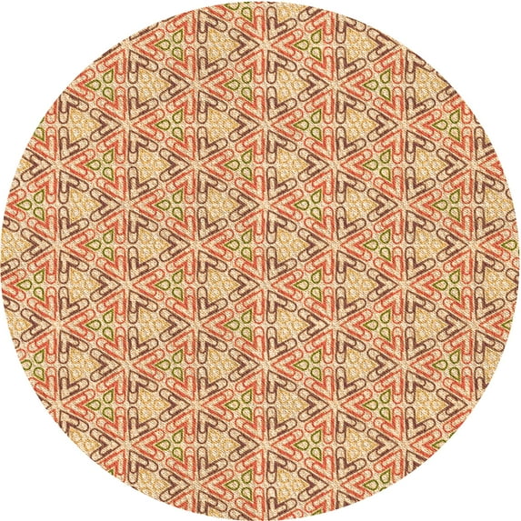 Ahgly Company Indoor Round Patterned Papaya Orange Area Rugs, 8' Round