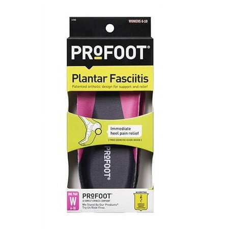 PROFOOT Orthotic Insoles for Plantar Fasciitis & Heel Pain, Women's 6-10, 1 Pair, Gel Heel Shock Absorbing Insoles to Help Reduce Pain & Stress, Foot Care Arch Support Inserts for Shoes