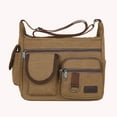 thumbnail image 5 of Yucurem Canvas Men Messenger Bag Large Casual Student Travel Shoulder Bags (Coffee), 5 of 6