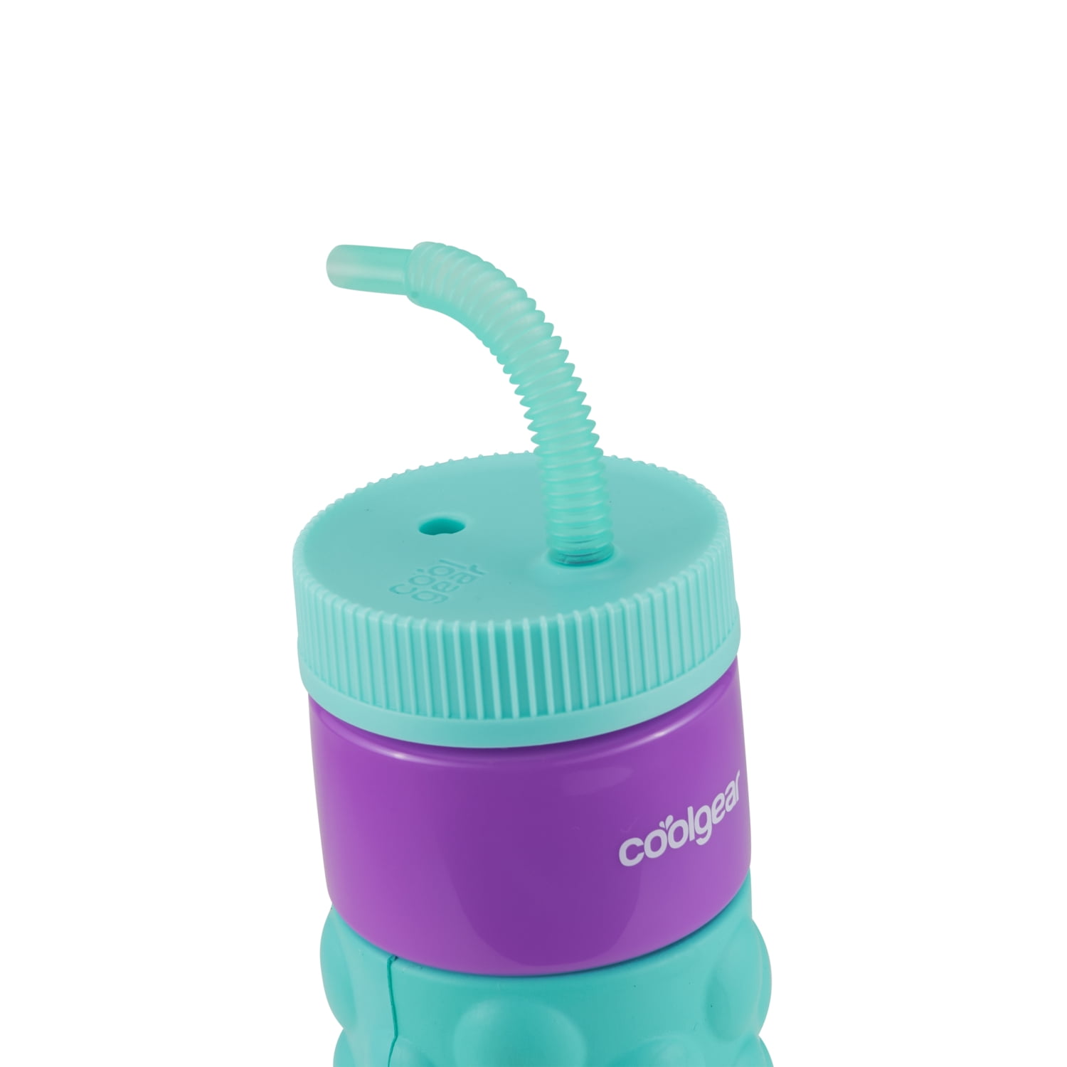 COOLGEAR GO GRIP 24oz 2-PackRetro Squishy Water Bottle | Cute Printed Design, Foam Grip, Resealable Bendy Straw | Dishwasher Safe - Summer Drinkware for Kids, Adults, Gifts - Bubble Teal & Prism