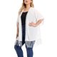 thumbnail image 1 of Women's Plus Size Cardigan Lace Insert Elbow Sleeve Summer Bohemian Cardigans White 1X, 1 of 6