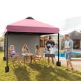 thumbnail image 4 of 10x10 FT Pop Up Canopy Tent-Outdoor Shelter with Vented Roof and Removable Sidewall-UPF 50 Plus Sun Protection-Quick Setup Design-Includes Roller Carry Bag Sandbags Ropes Stakes-Peach Pink Canopy, 4 of 8