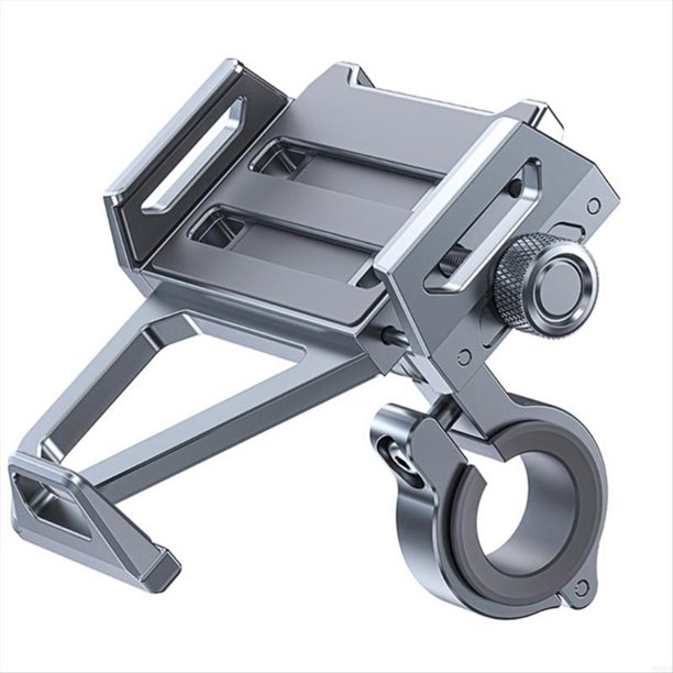 Soporte para Teléfono de Motocicleta Giratorio de 360 Grados, Montaje Rápido para Manillar de Motocicleta, Color Gris Oscuro.