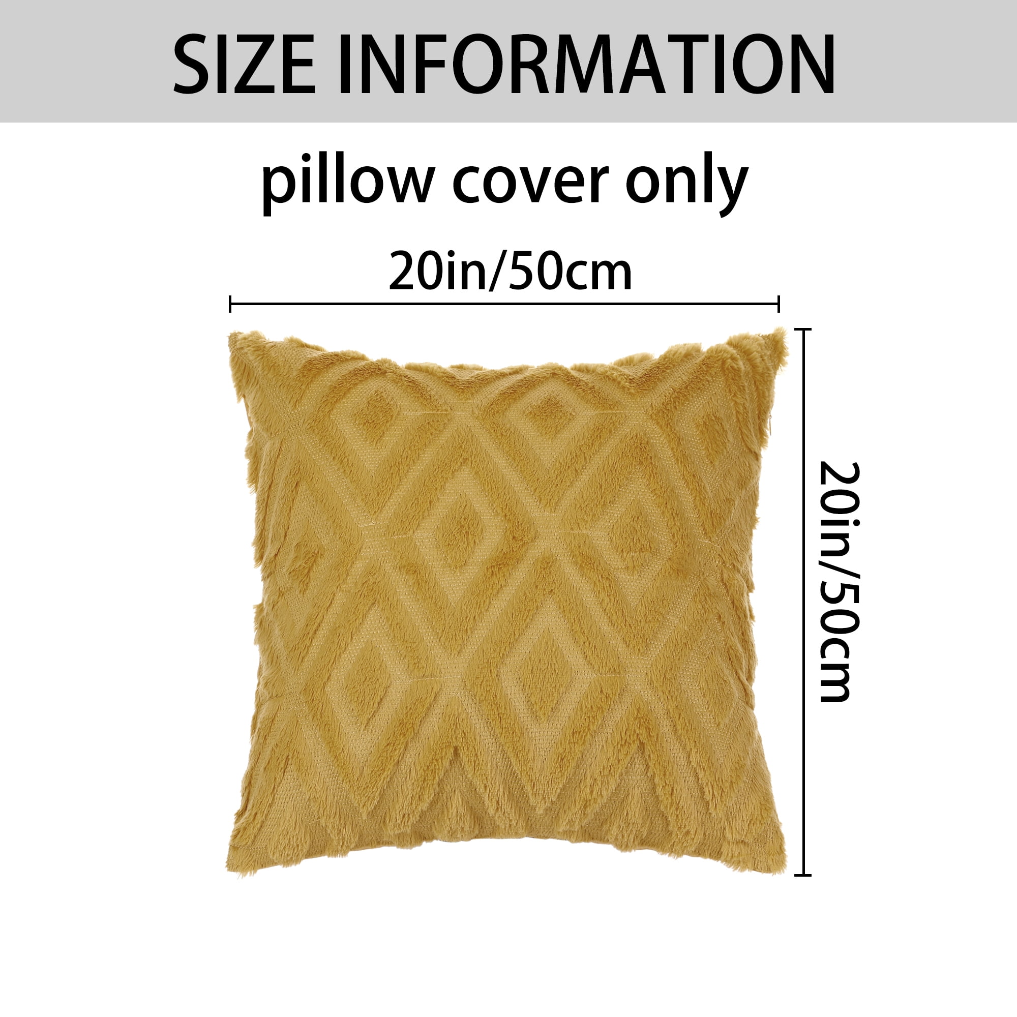Unique Bargains Shaggy Plush Throw Pillow Covers Couch Pillow Covers (2 Count) Yellow-1 20" x 20"