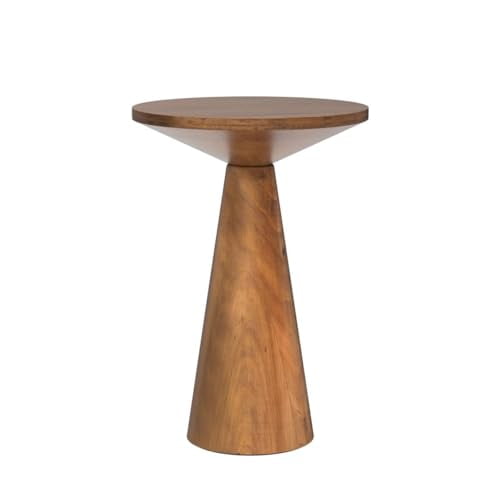 G3C23848LCOZAYH Small Pedestal End Table Round Farmhouse Martini Table Wood Plant Stand Rustic Drink Table for Small Space Living Room, Walnut