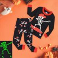 thumbnail image 2 of CAUYDYToddler Boys Skeleton Pajamas Sets Kids Pumpkin Sleepwear Boys Halloween 2 Pcs PJS(L101-Black,4-5 Y), 2 of 9