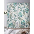 thumbnail image 3 of Sheer Curtains 84 Inches Long, Teal Paisley Floral Light Filtering Window Curtains for Living Room/Bedroom, Boho Ethnic Tribe Traditional Rod Pocket Voile Sheer Curtain Drapes, 52"W x 84"L, 2 Panels, 3 of 8