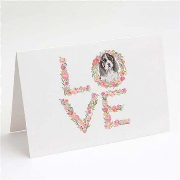 Basset Hound LOVE Greeting Cards and Envelopes Pack of 8 7 in x 5 in