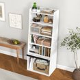 thumbnail image 2 of Gymax 6-tier Bookcase w/ 2 Adjustable Shelves Filp-up Door 5 Open Shelves Bedroom White, 2 of 10