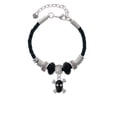 thumbnail image 2 of Delight Jewelry Silvertone Small Black Resin Skull with Clear Crystals Aunt Celtic Knot Leather Bead Bracelet, 7"+2" Extender, 2 of 4