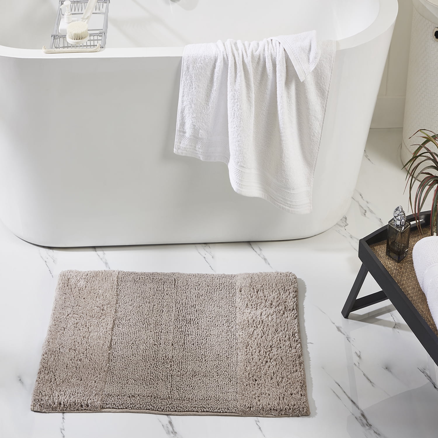 Better Trends 5 Piece Bathroom Rug Set, 100% Cotton, Extra Soft Tufted Bath Mat, Water Absorbent & Non Slip Bath Rug, (Beige) Granada Collection
