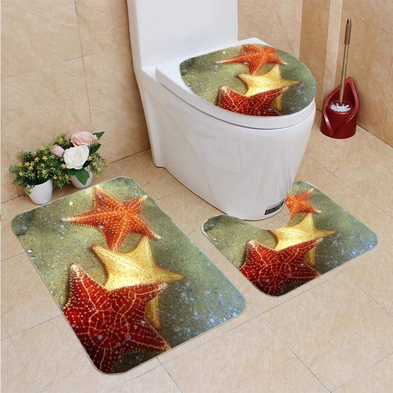 GOHAO Diving in Angra dos Reis Rio de Janeiro Brazil 3 Piece Bathroom Rugs Set Bath Rug Contour Mat and Toilet Lid Cover