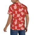 thumbnail image 2 of Zufioo Rose Flowers Print Men's Baseball Short Sleeve, Moisture Wicking Button-Down Hip Hop Tee-Large, 2 of 7