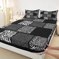 thumbnail image 3 of Castle Fairy Teens Zebra Print 4 Pieces Queen Sheet Sets,Geometric Plaid Ultra Soft Flat Sheet,Lattice Patchwork Queen Fitted Sheet,Microfiber Bedroom Decor, 3 of 7