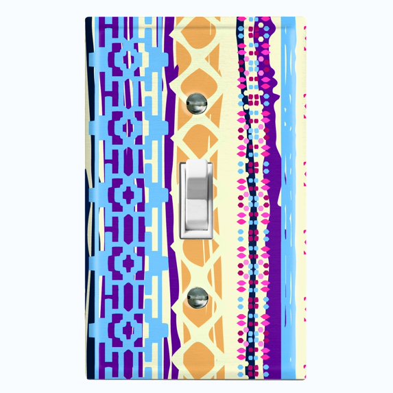 Metal Light Switch Plate Cover Colorful Ethnic Aztec Tribal Art Pattern SFR066