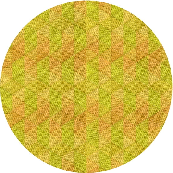 Ahgly Company Machine Washable Indoor Round Transitional Yellow Area Rugs, 5' Round