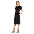 thumbnail image 3 of Maternity Short Sleeve Pleated Pocket Midi Dress, 3 of 8