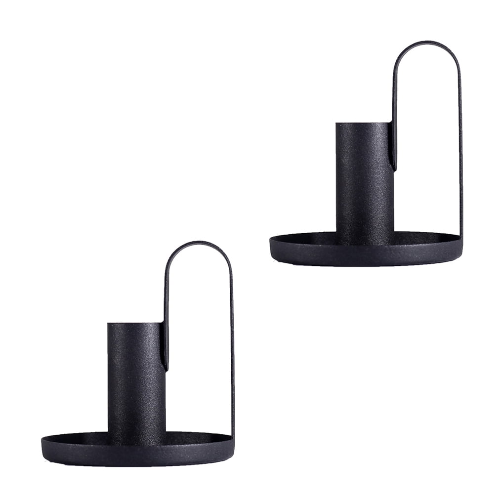 Irene Inevent 2 Candle Black Iron Candlestick Holder, Set of 2