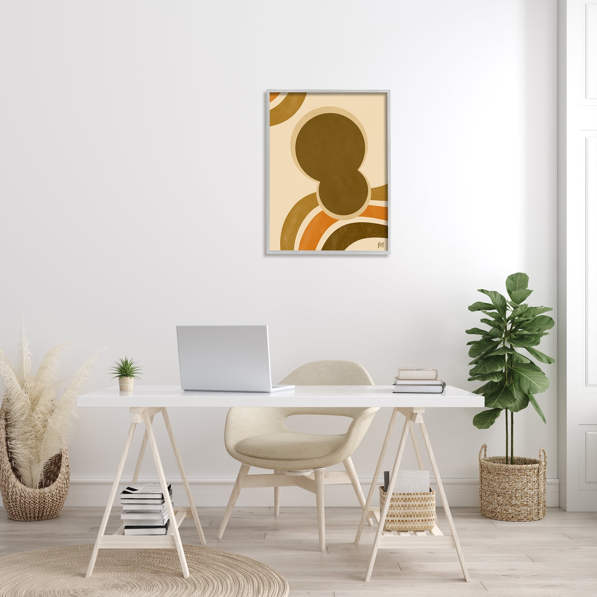 Stupell Indtries Retro Groove Shape Abstraction Warm Pop Brown Orange,24 x 30,Design by Birch&Ink