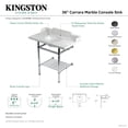 thumbnail image 4 of Kingston Brass LMS36MBB0 Pemberton 36" Carrara Marble Console Sink with Brass Legs and Shelf (8-Inch, 3-Hole), Carrara Marble White/Matte Black, 4 of 4
