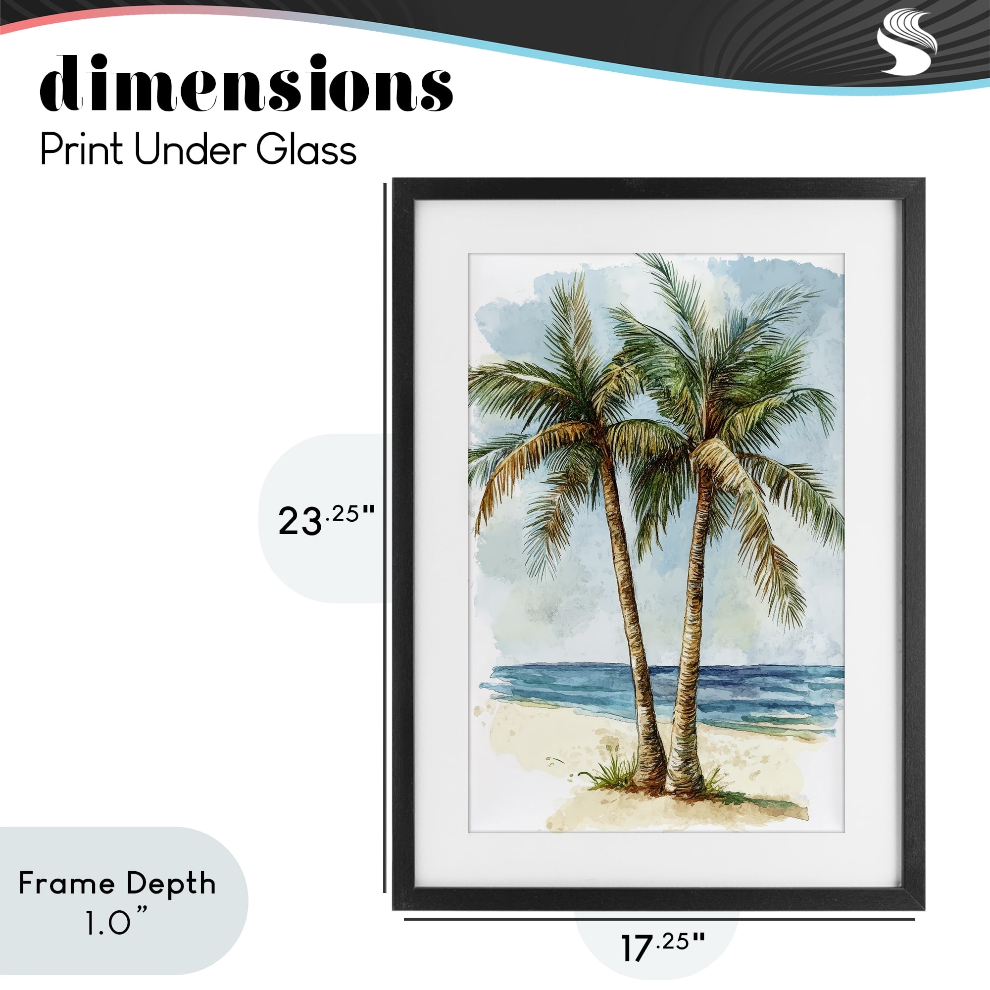 Stupell Industries Illustrated Palm Tree Duo Black Framed Print Under Glass, design by Petal Prints Design