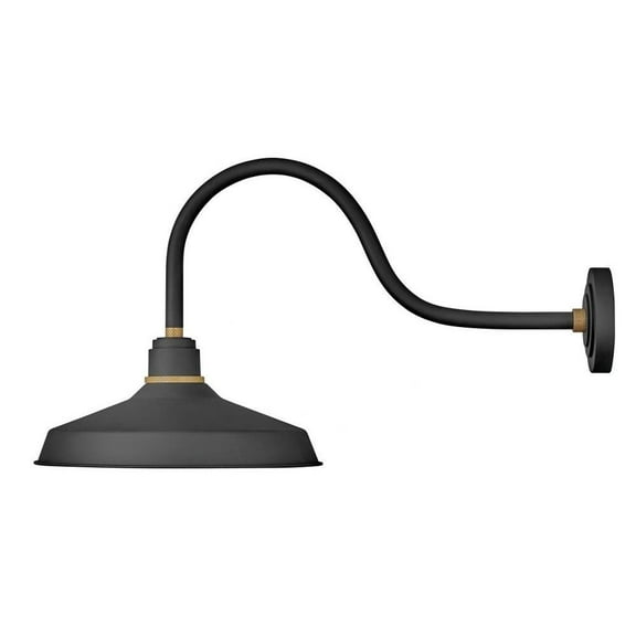 1 Light Large Outdoor Gooseneck Barn Light Traditional-Industrial Style 16 inch Wide By 17.25 inch High-Textured Black Finish Bailey Street Home