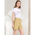 thumbnail image 4 of INSPIRE CHIC Bermudas De Algodón De Pierna Recta Hasta La Mitad Del Muslo De Cintura Alta Para Mujer Caqui claro L, 4 of 6