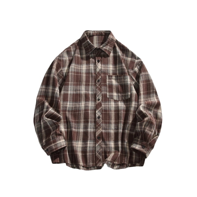 Dagugfen Shirts for Men Plus Size Button down Long Sleeve Loose Palid Casual Work Shirts Pocket Fall