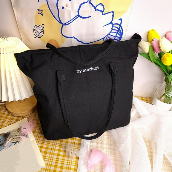 Tote Bag, Canvas Tote, Aesthetics Canvas Handbags with Zipper, Women Travel Shoulder Bags, Large Capacity Shopping Shoulder Bags