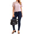 thumbnail image 7 of ZXSXSY Women Crochet Dots Cutout Short Sleeves Mock Neck Blouse Top, 7 of 7