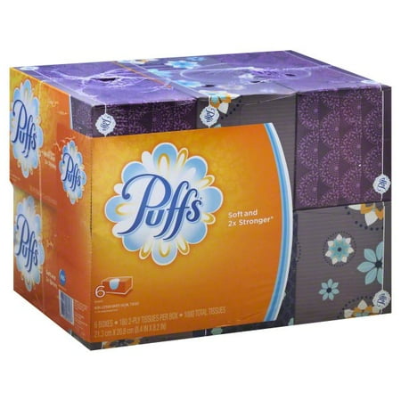 Puffs Everyday Non-lotion Facial Tissues, 6 Family Boxes, 1080 Ct