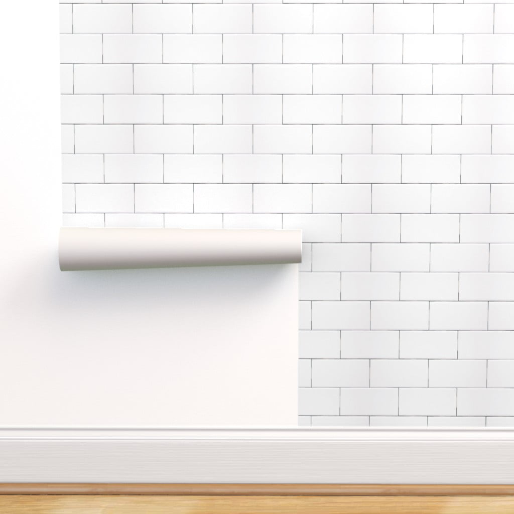 Peel-and-Stick Removable Wallpaper Brick Subway Tiles White Modern Tile Retro 