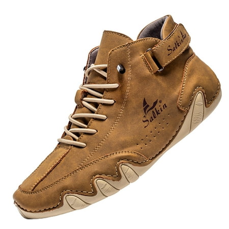 

LUOGENLI Male Mens Cowboy Boots Leather Sole Couple s Autumn New Foreign Trade High Top Boots Men s and Women s Leisure Short Boots Trend Breathable Leather Shoes 44