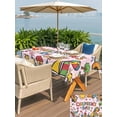 thumbnail image 5 of Outdoor Tablecloth with Umbrella Hole for Patio/Picnic/Party/Camping, Pink Children's Day Waterproof Table Cloth Rectangle Table Cover Washable, Car Tree Stars Modern Abstract Art Cartoon (60"x 120"), 5 of 8