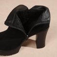 thumbnail image 5 of Viluyesy Womens Ankle Booties Round Toe Platform Sole Matte Faux Suede Rhinestone Side Zipper High Block Heel Street Fashion Boots Black Size 9, 5 of 7