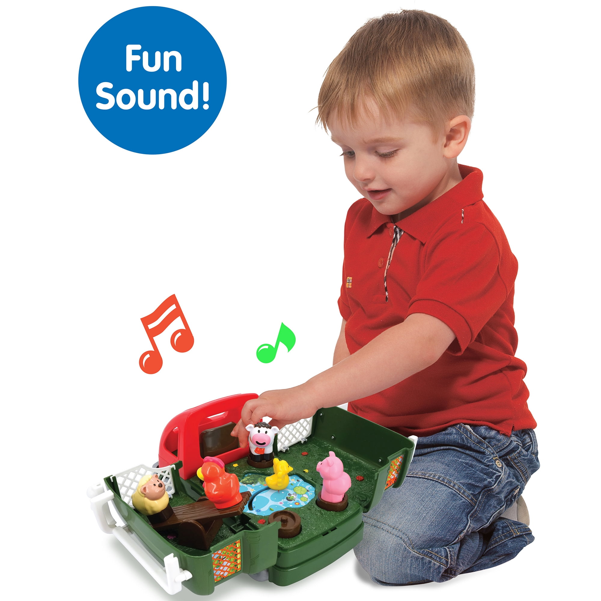 Kiddieland: Farm Activity Camper - Vehicle Opens To Reveal A Playground, Sound Effects, Animal & Farmer Figurines, Toy Accessories, Kid-Toddler 12mo+