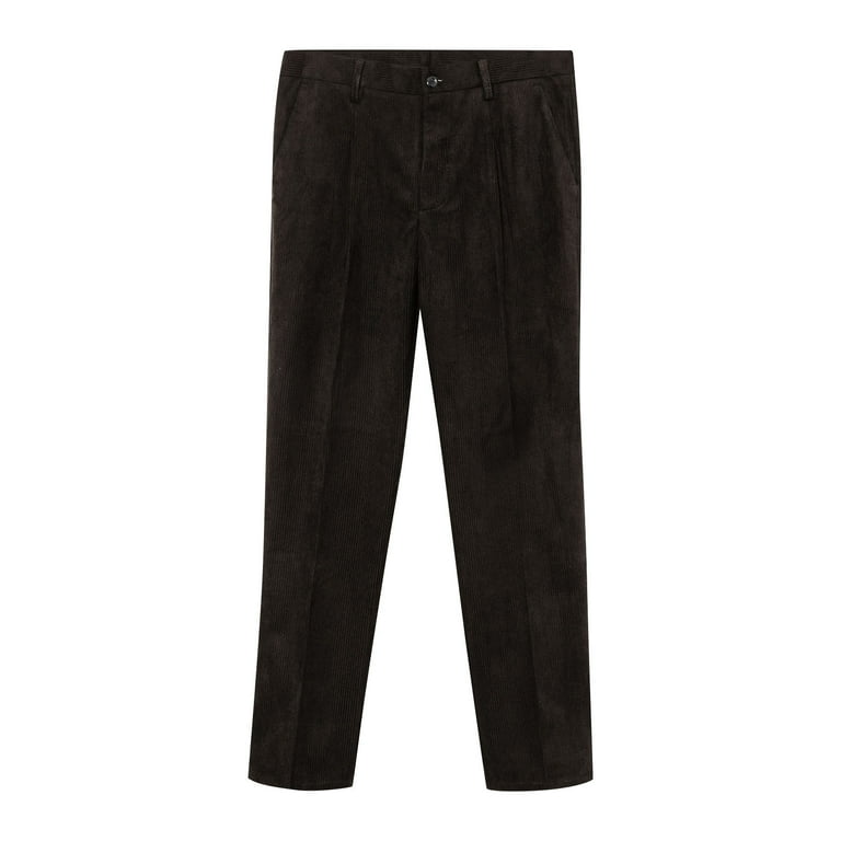 Men's Suit Pants Button Zip Solid Color Corduroy Trousers Classic