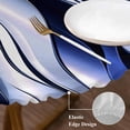 thumbnail image 3 of Navy Blue Striped Ombre Round Tablecloth, Fitted Table Cover with Elastic for 55"-60" Round Tables, Modern Blue Moire Geometric Table Cloth Outdoor Indoor Dinning Party Waterproof Tablecloths, 3 of 7
