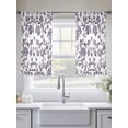 thumbnail image 6 of Purple Flower Semi Sheer Curtains 45 Inch Length 2 Panels Set, Vintage Farmhouse Boho Leaf Spring Plant Sheer Kitchen Curtain Privacy Voile Window Curtain for Living Room Bedroom Rod Pocket Drapes, 6 of 7