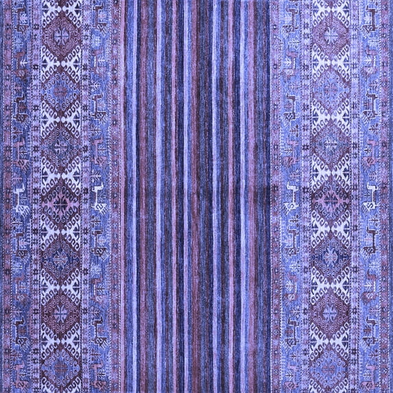 Ahgly Company Machine Washable Indoor Square Abstract Blue Contemporary Area Rugs, 3' Square