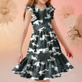 thumbnail image 6 of Nmnitkp Dresses for Girls Cute Summer Casual Floral Print Ruffle Short Sleeve Tiered Pleated Kids A-Line T-Shirt Dress Camouflage,5 Years, 6 of 8