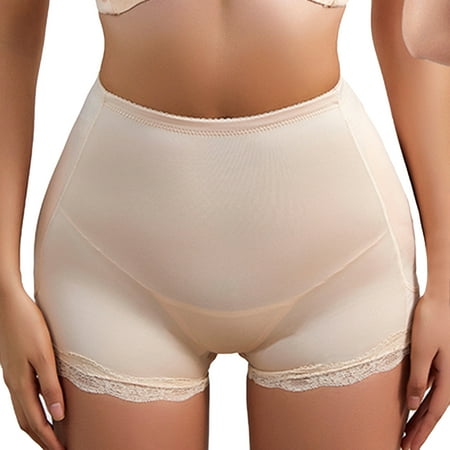 SWSMCLT Women s Seamless Thigh and Butt Lifter Lace Underwear Booty Shaper Shorts Lifting Shapewear Panties Boyshorts Removable Pads Padded Hip Enhancer Nude Beige 18