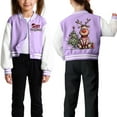 thumbnail image 4 of Staki Christmas Long Cardigan Jacket Kid Kids Baseball Jacket Long Sleeve Chritmas Varsity Jackets for Boys and Girls Buttons Coat(Purple,5-6 Years), 4 of 7