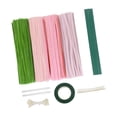 thumbnail image 3 of Limpiadores de pipa, suministros para manualidades, tallo de chenilla, ramo de bricolaje, kit para hacer flores de bricolaje para regalo navideño, Rosa, 3 of 8