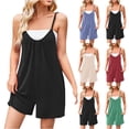 thumbnail image 2 of Bosfbaoi Jumpsuits For Women Ribbed Romper Spaghetti Strap V-Neck Pocketed Short Jumpsuit Casual Wear, 2 of 9