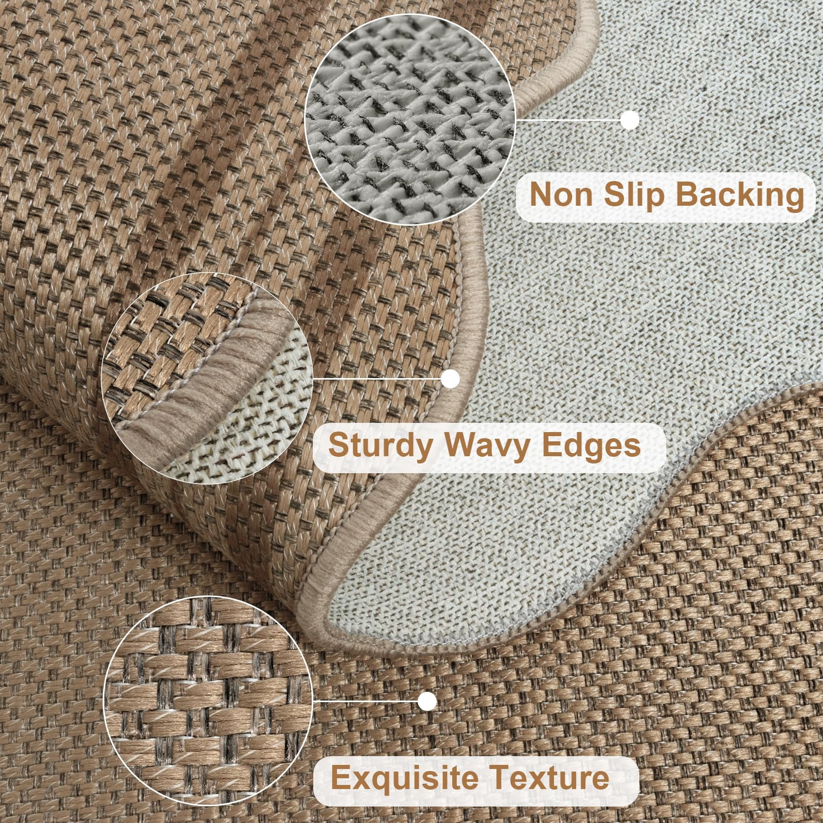 Modern Easy Jute Rug  2x6 Kitchen Runner Washable Runners For Hallways Farmhouse Carpet Non Slip Indoor Outdoor Contemporary Door Mat Porch Laundry Entryway