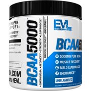 Evlution Nutrition BCAA5000 Powder 5 Grams of Branched Chain Amino Acids (BCAAs) Essential for Performance, Recovery, Endurance, Muscle Building, Keto Friendly, No Sugar (30 Servings, Unflavored)