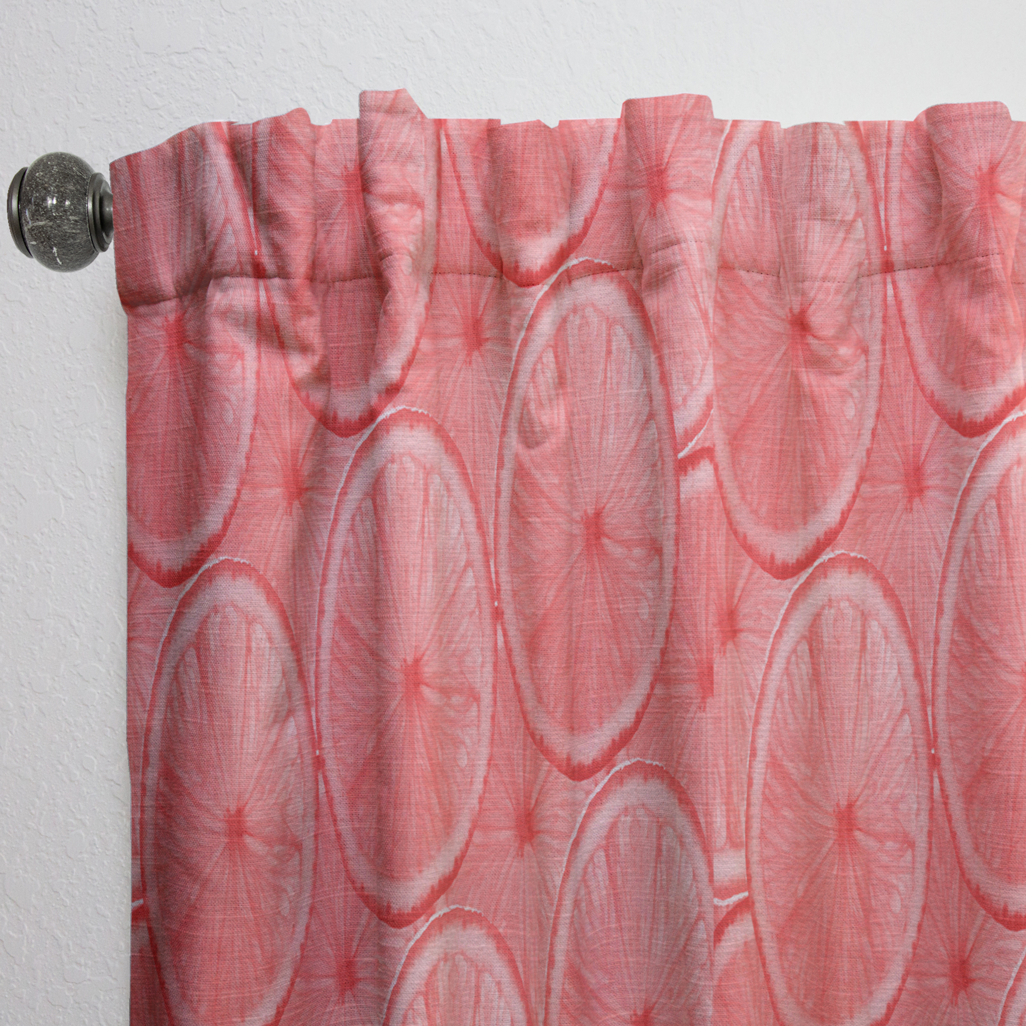 Designart 'Red Grapefruit Slices' Mid-Century Modern Curtain Panel
